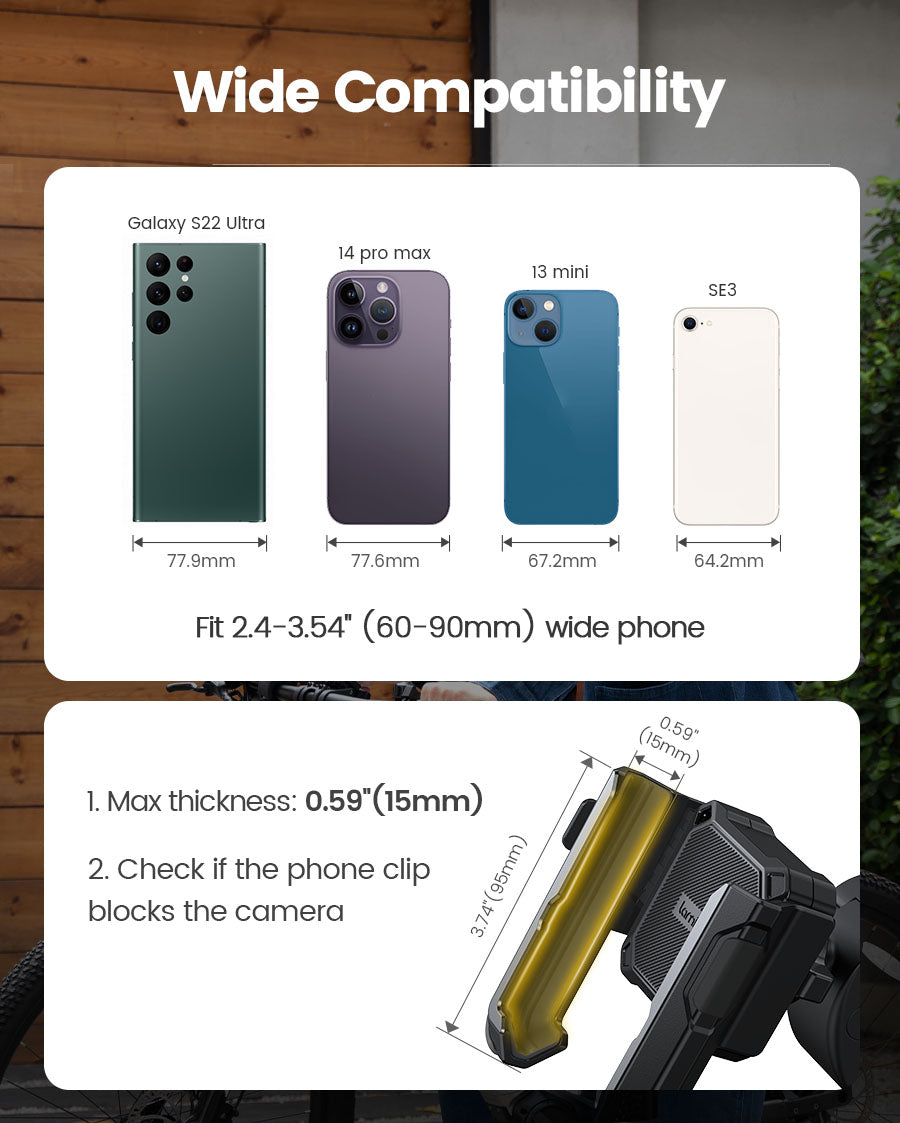 Bike Phone Mount for Bike with Quick-Release, [Camera Friendly] Motorcycle Phone Mount for iPhone 17-16-15-14-13-12-11 All Series, Galaxy S22/S23/S24/S25 Ultra, 2.4~3.54" Wide Phones